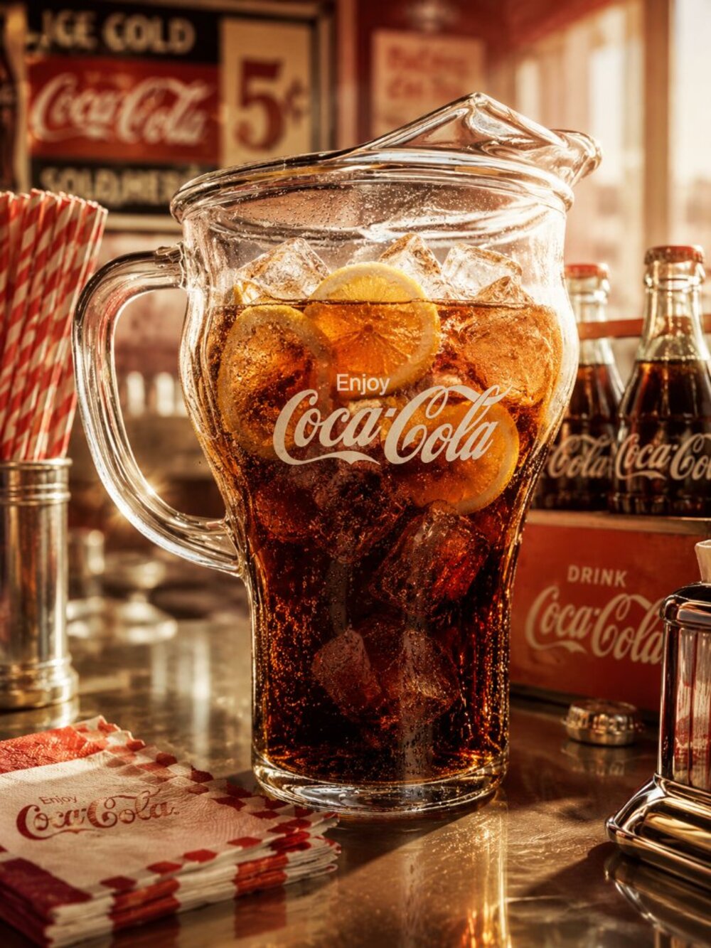 Vintage Coca-Cola Glass Pitcher – Enjoy Coca-Cola Logo Pitcher